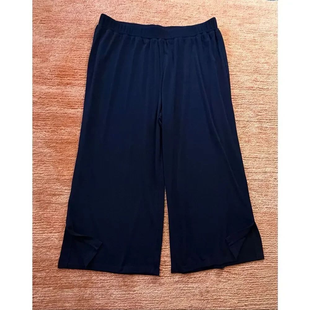 Simonton Says 1X Navy Wide Leg Culottes Pull On Pants